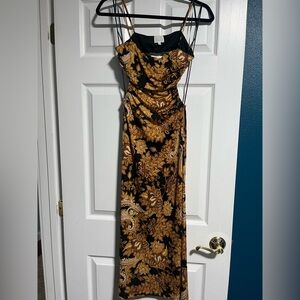 dee elly Black and Gold Midi Dress